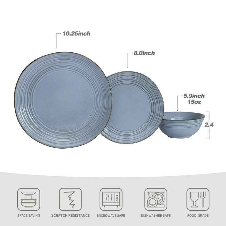 One of One Twilight Dinnerware Set of 12 - Marine Blue