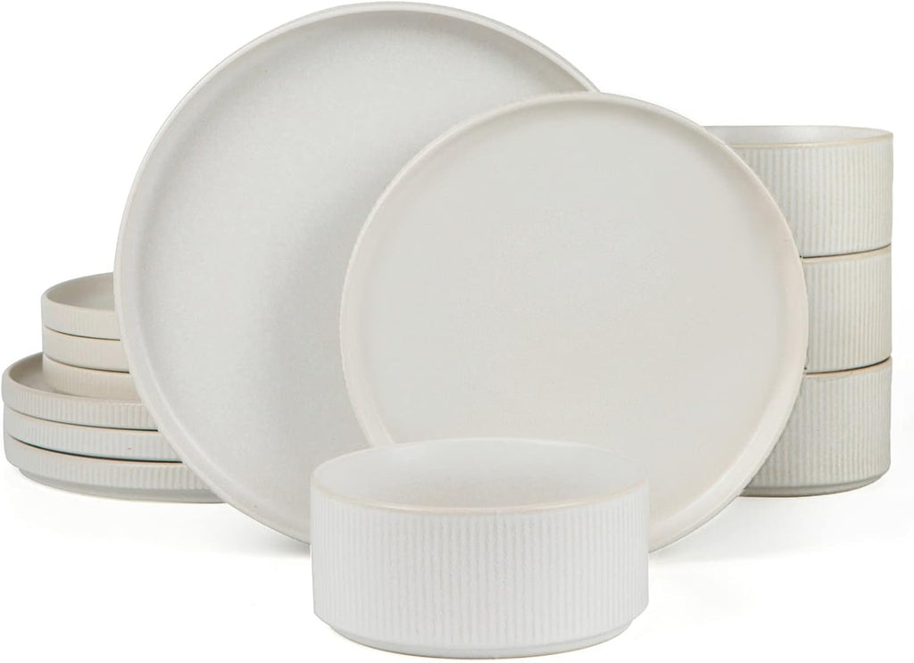 ONE of ONE Star Stoneware Dinnerware Set of 12 - Matte White