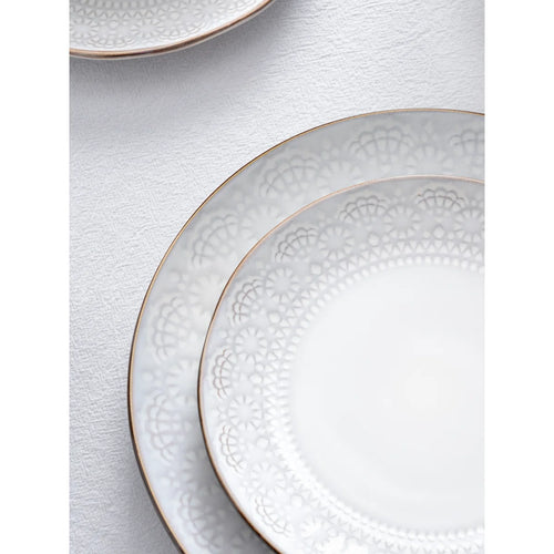 One of One Eden Stoneware Dinnerware Set of 24 - White Floral