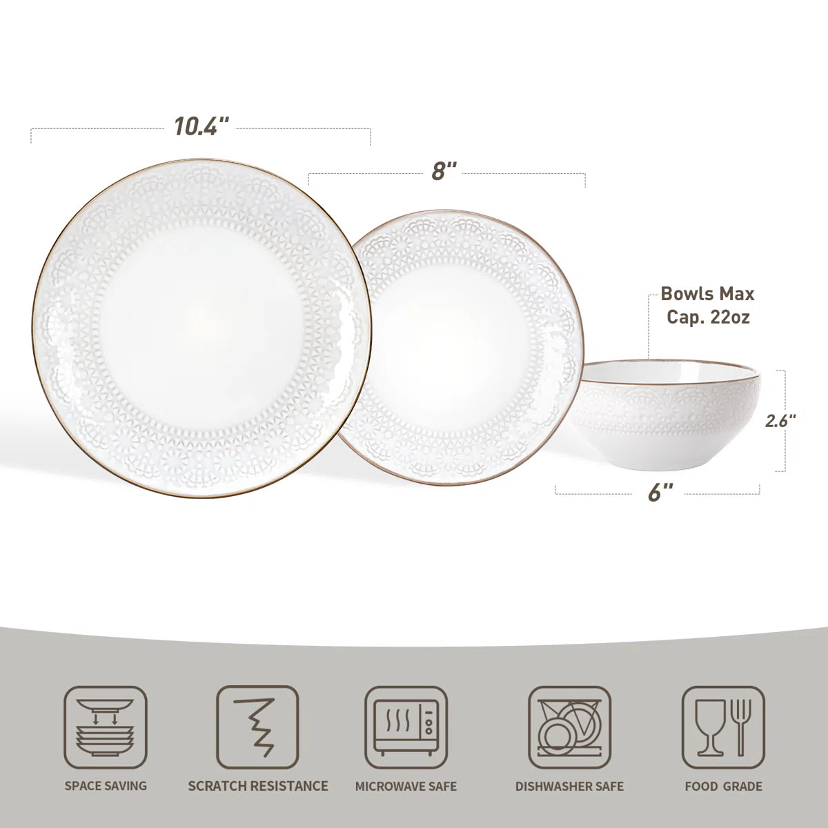 One of One Eden Stoneware Dinnerware Set of 24 - White Floral