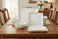 ONE of ONE Ocean Square Stoneware Dinnerware Set of 12 - Cappuccino White
