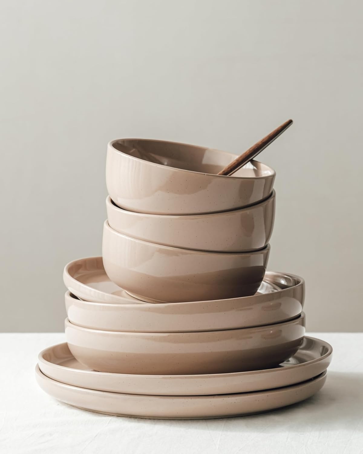 ONE of ONE Milkyway Stoneware Dinnerware Set of 12 - Cinnamon Brown