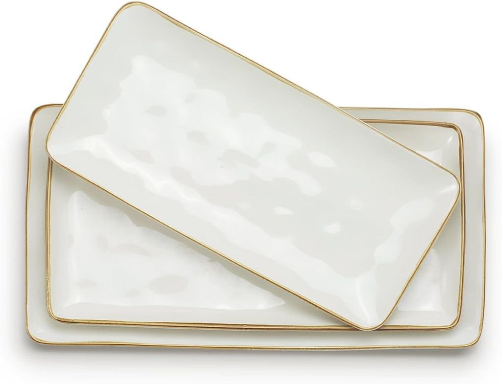 ONE of ONE Ocean Rectangle Serving Platter Set of 3 - Vanilla White