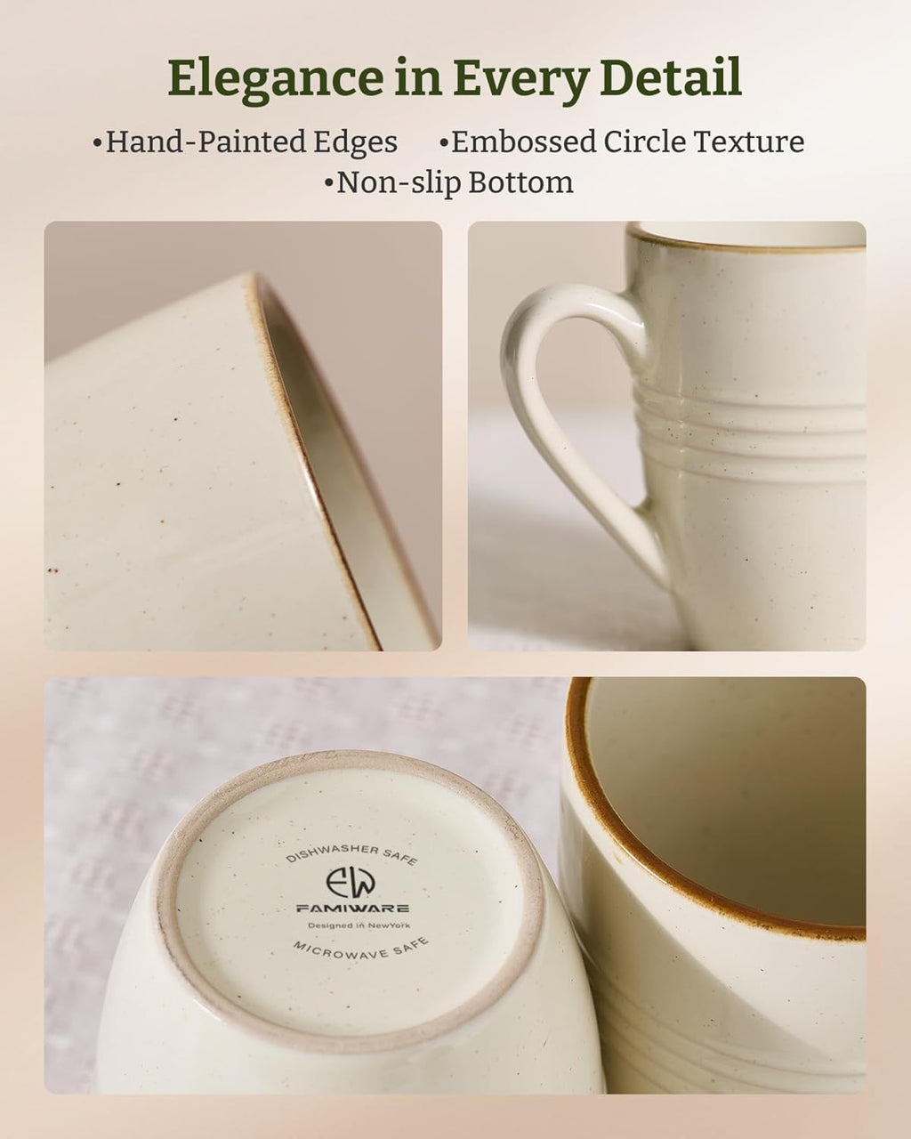 ONE of ONE Jupiter Coffee Mug Set of 4 - Vanilla White