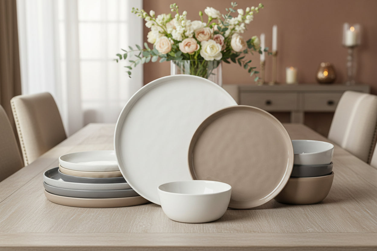 One of One Mars Stoneware Dinnerware Set of 12 - Multi Color