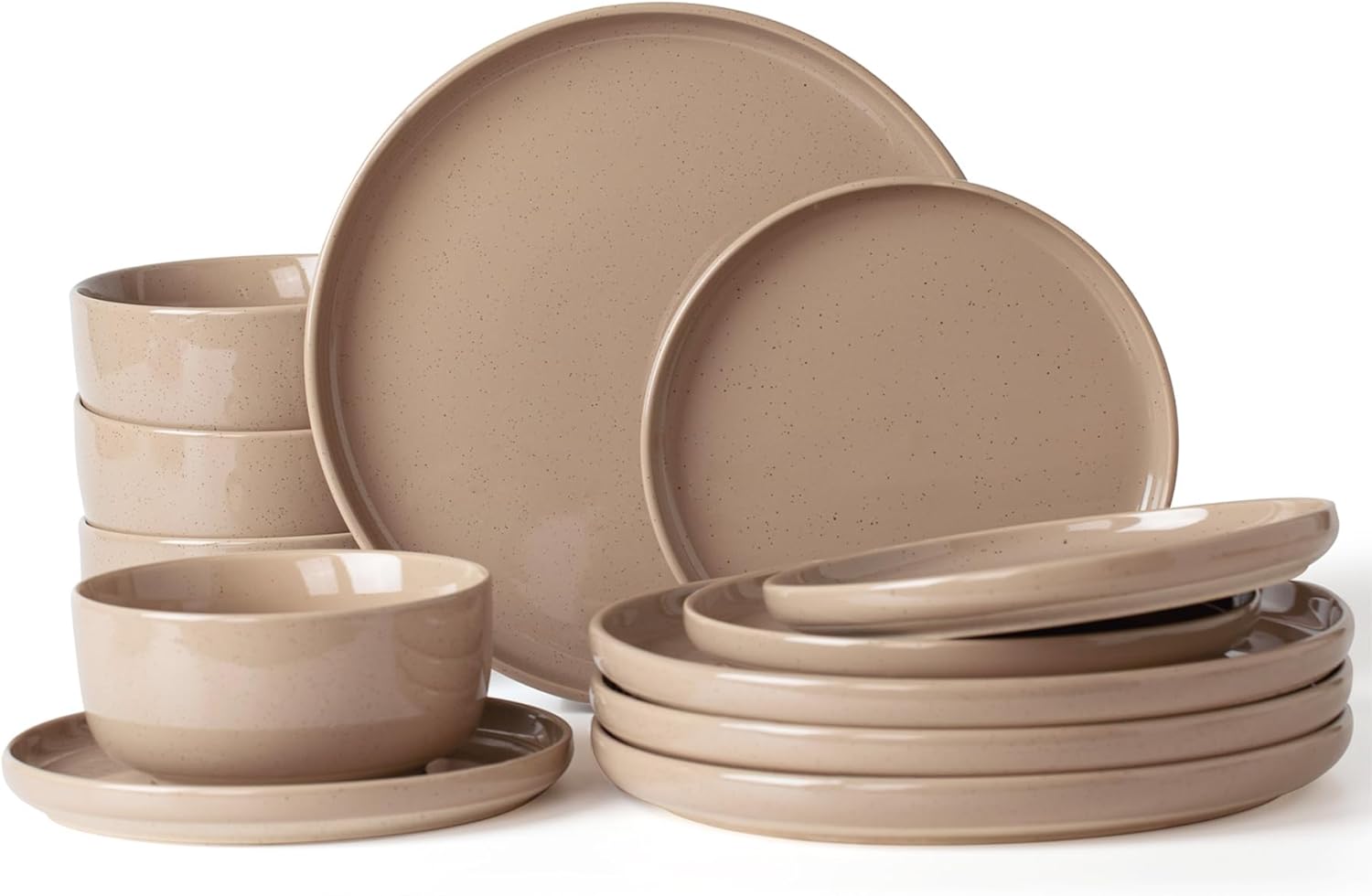ONE of ONE Milkyway Stoneware Dinnerware Set of 12 - Cinnamon Brown