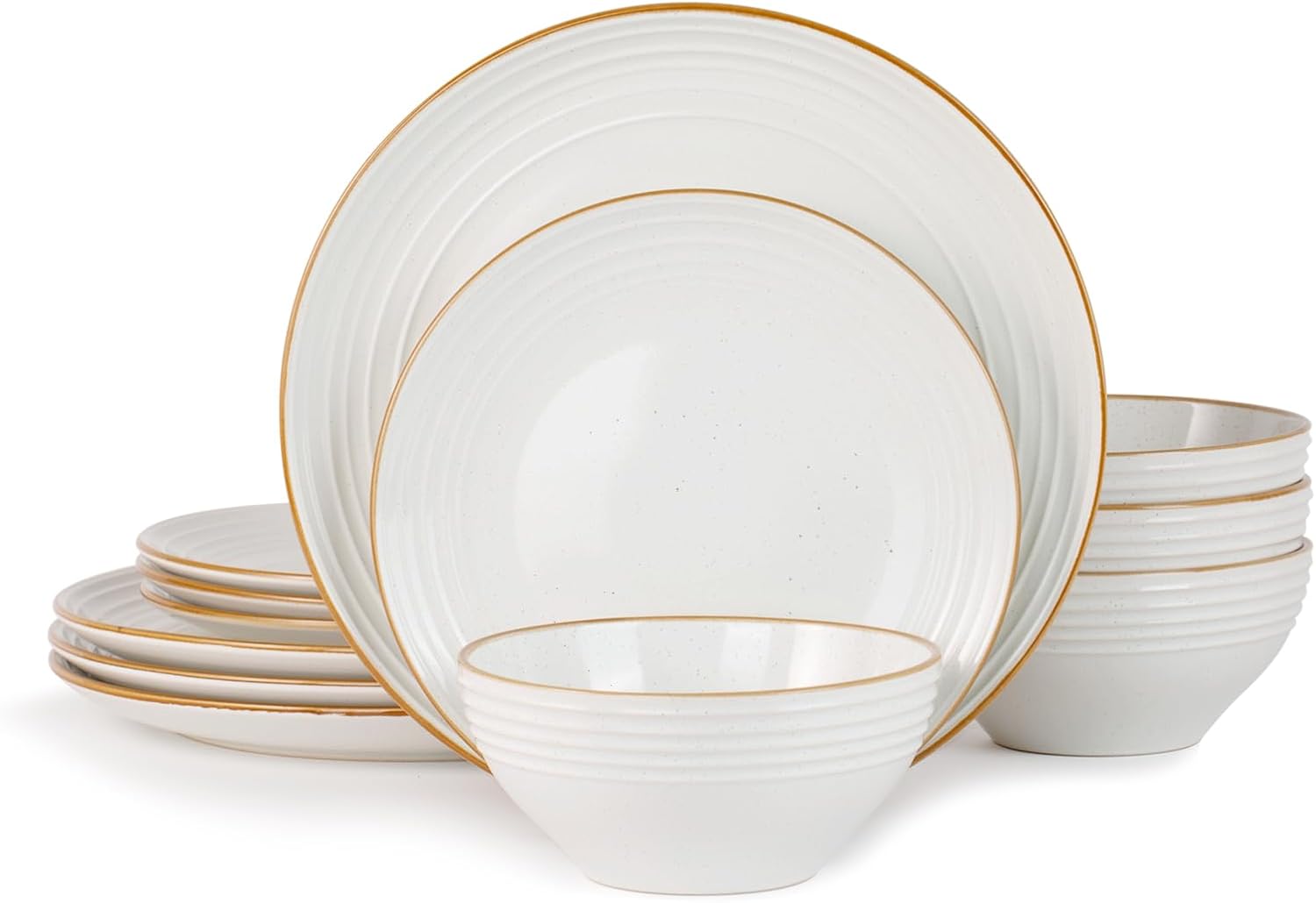 ONE of ONE Jupiter Stoneware Dinnerware Set of 12 - White