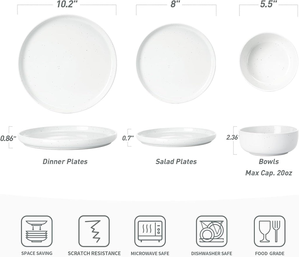 One of One Dawn Stoneware Dinnerware Set of 12 - White