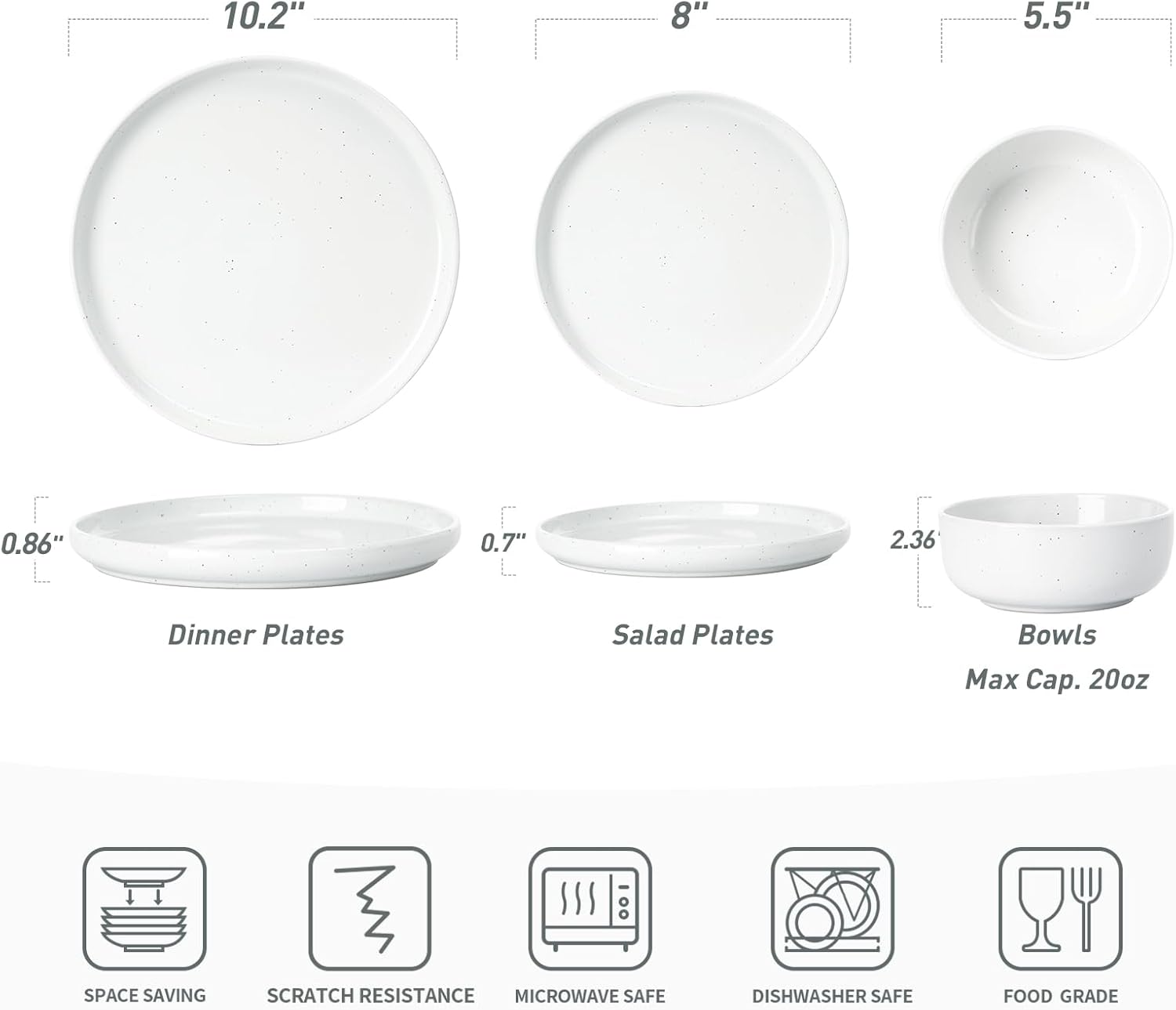 One of One Dawn Stoneware Dinnerware Set of 12 - White