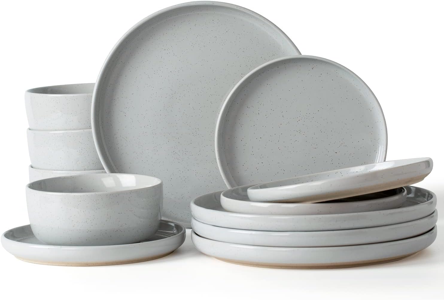 ONE of ONE Milkyway Stoneware Dinnerware Set of 12 - Light Grey