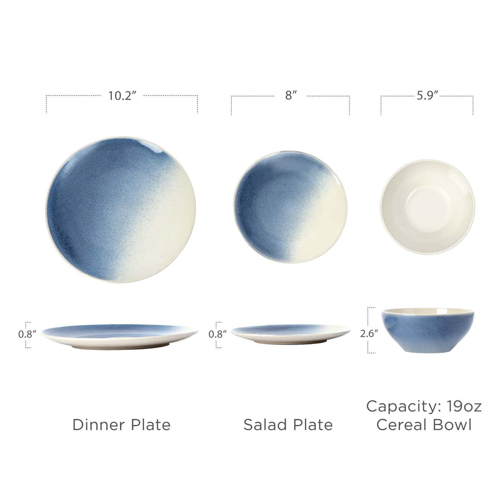One of One Glacier Stoneware Dinnerware Set of 18 - Azure