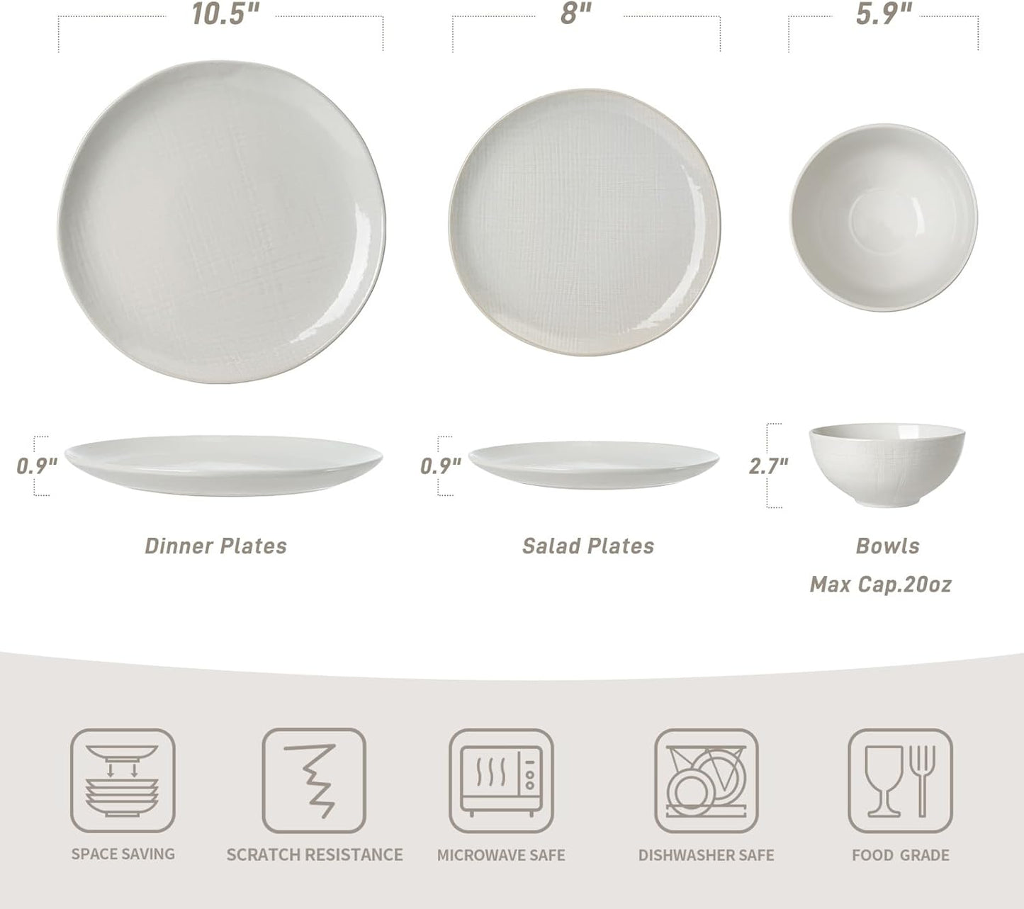 One of One Moonlight Stoneware Dinnerware Set of 12 - White