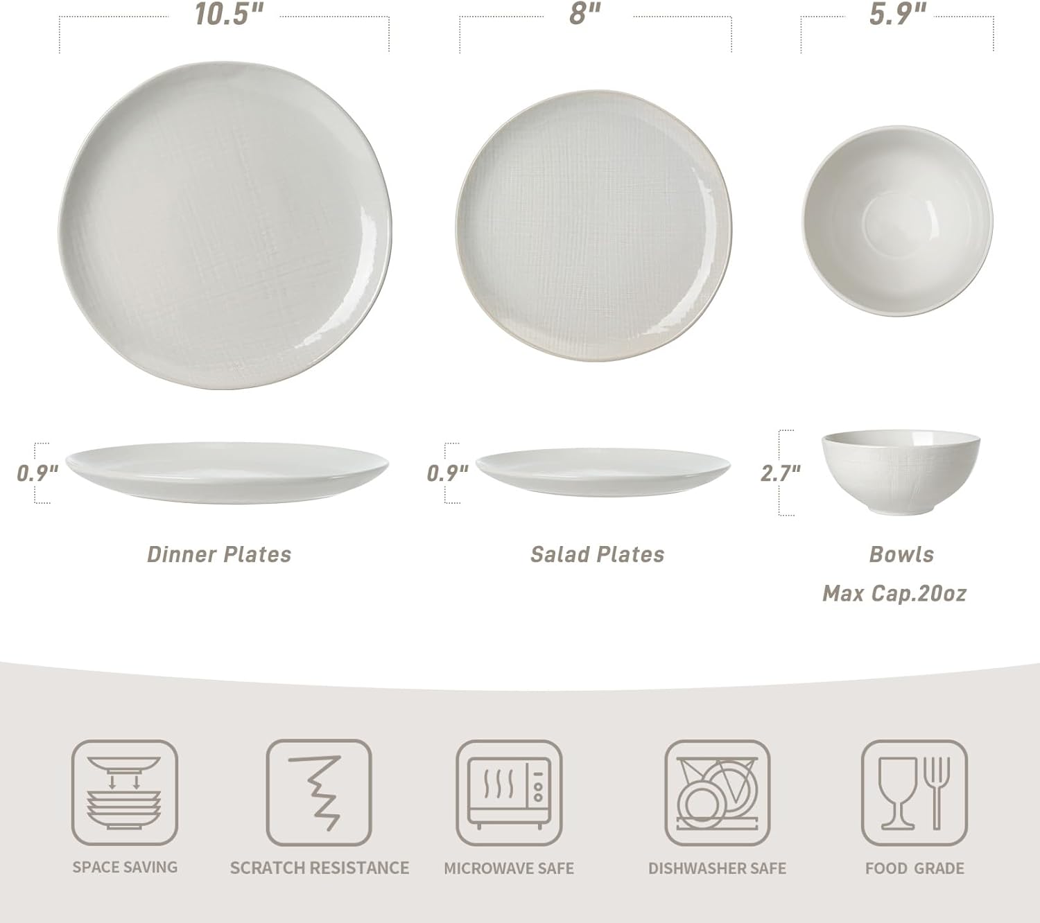 One of One Moonlight Stoneware Dinnerware Set of 12 - White