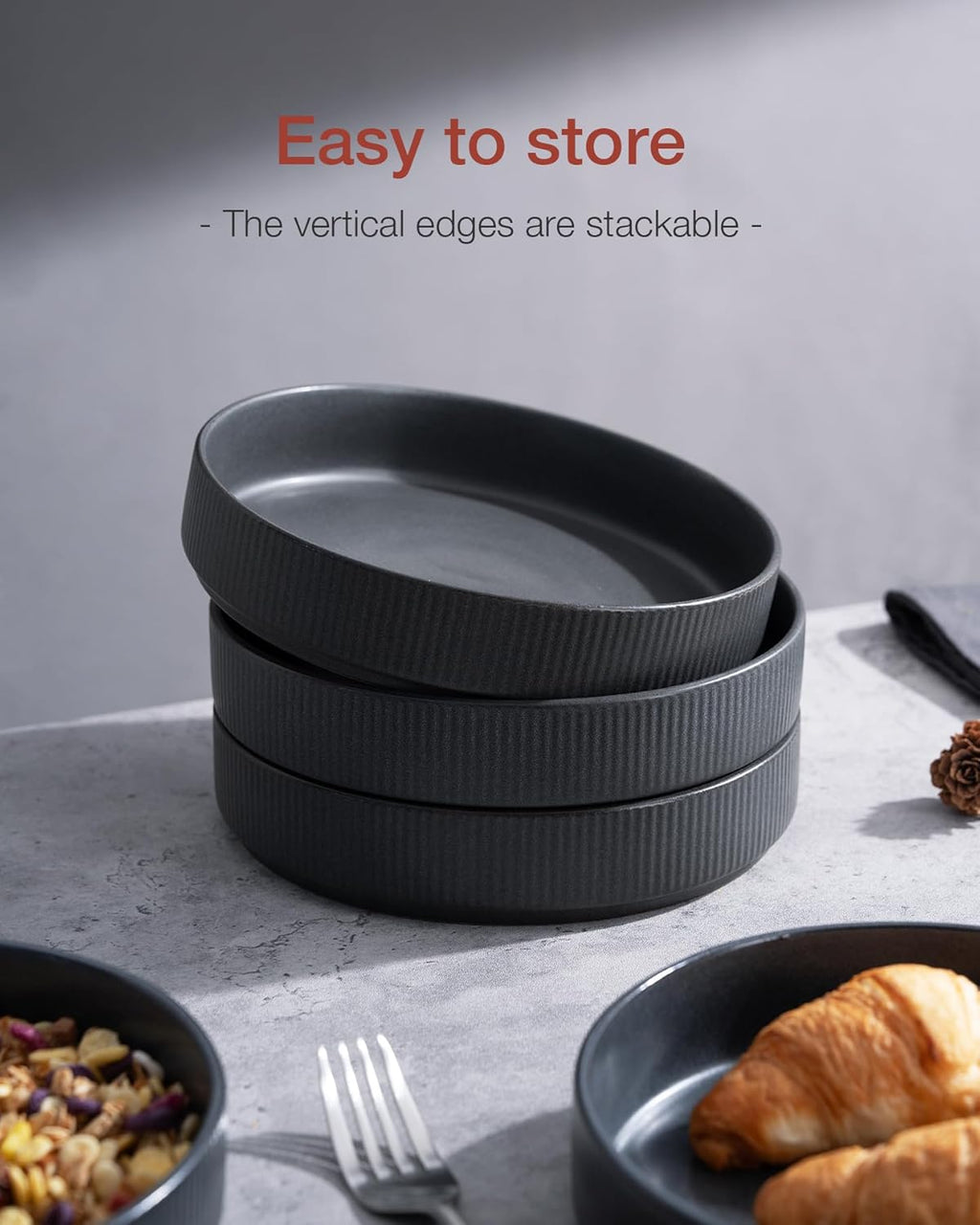 ONE of ONE 7.5" Star Pasta Bowl Set of 4 - Matte Dark Charcoal