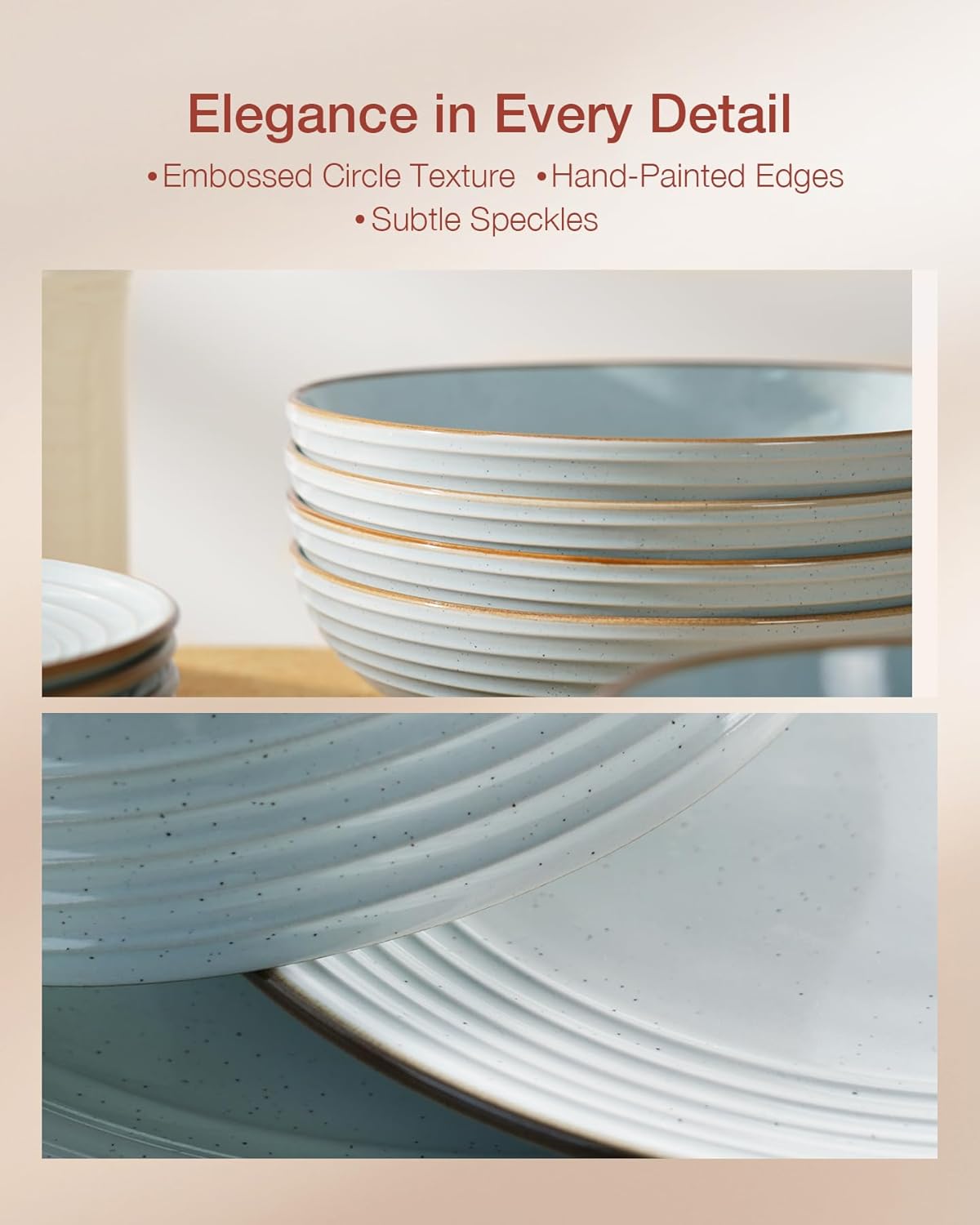 ONE of ONE Jupiter Stoneware Dinnerware Set of 12 - Light Blue