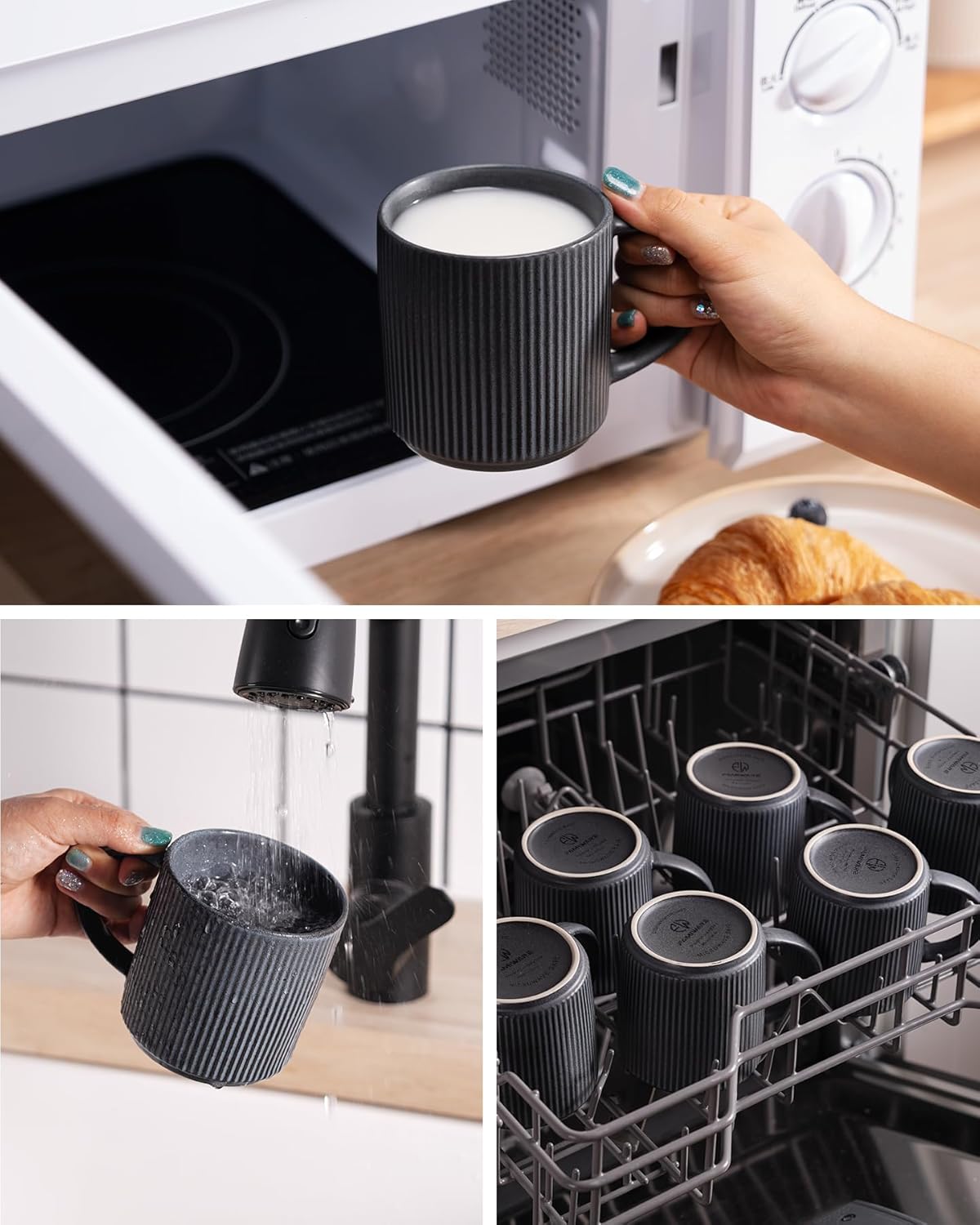 ONE of ONE Star Coffee Mug Cup Set of 4 - Matte Dark Charcoal