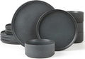 ONE of ONE Star Stoneware Dinnerware Set of 12 - Matte Dark Charcoal