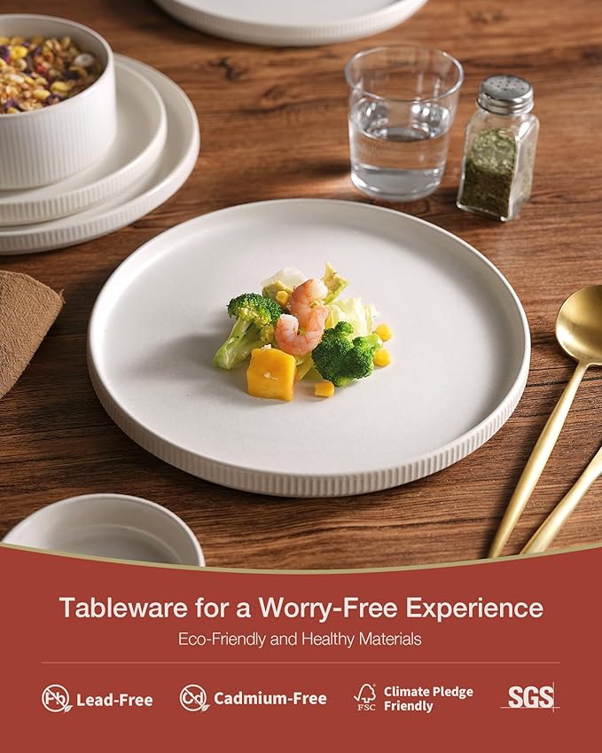 ONE of ONE Star Stoneware Dinnerware Set of 12 - Matte White