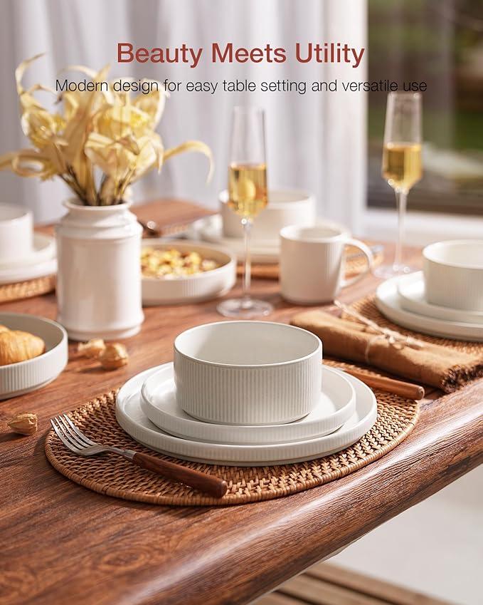 ONE of ONE Star Stoneware Dinnerware Set of 12 - Matte White