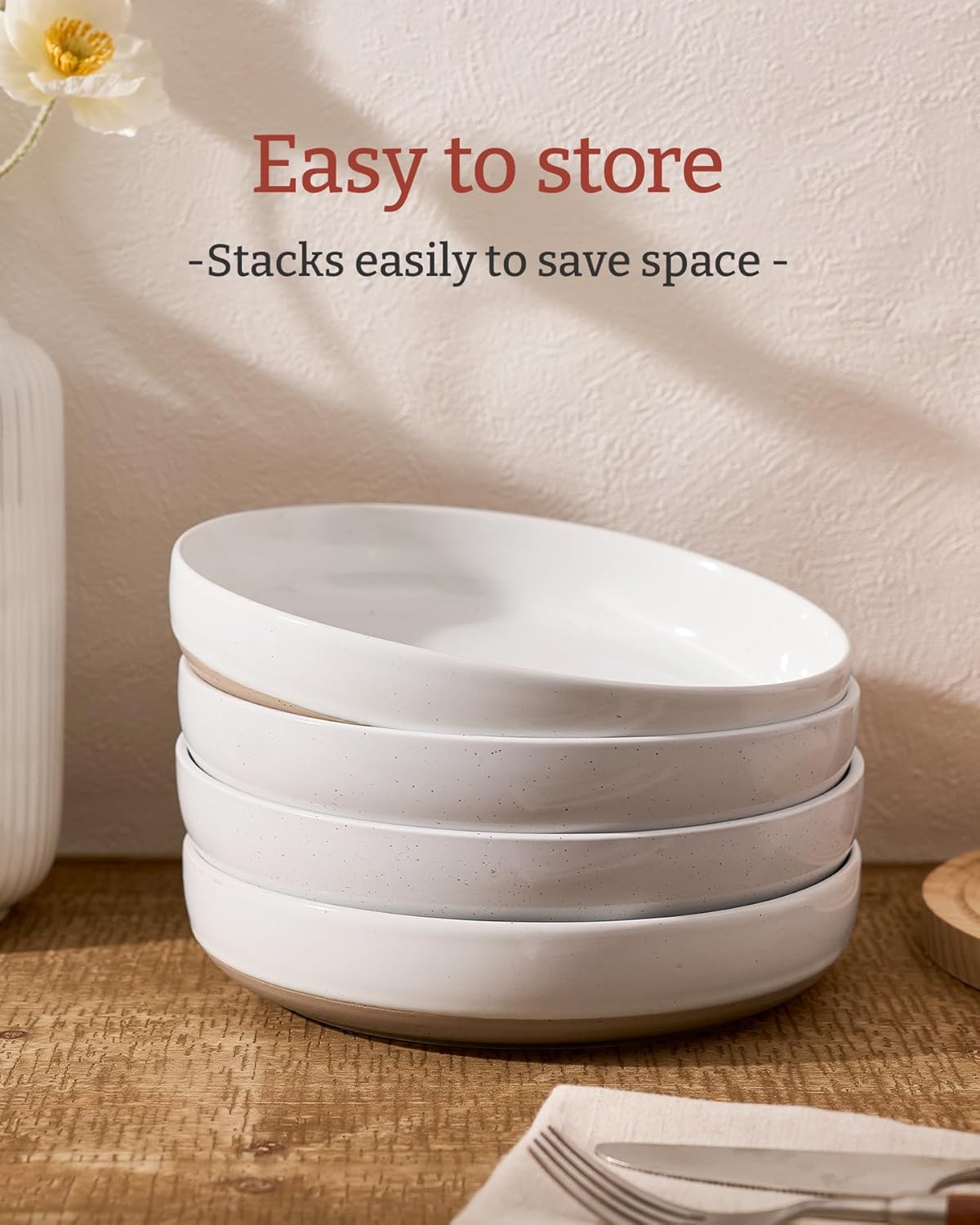 One of ONE 8.25" Milkway Pasta Bowl Set of 4 - White