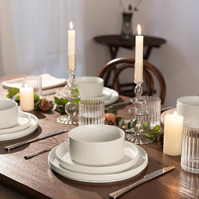 ONE of ONE Star Stoneware Dinnerware Set of 12 - Matte White