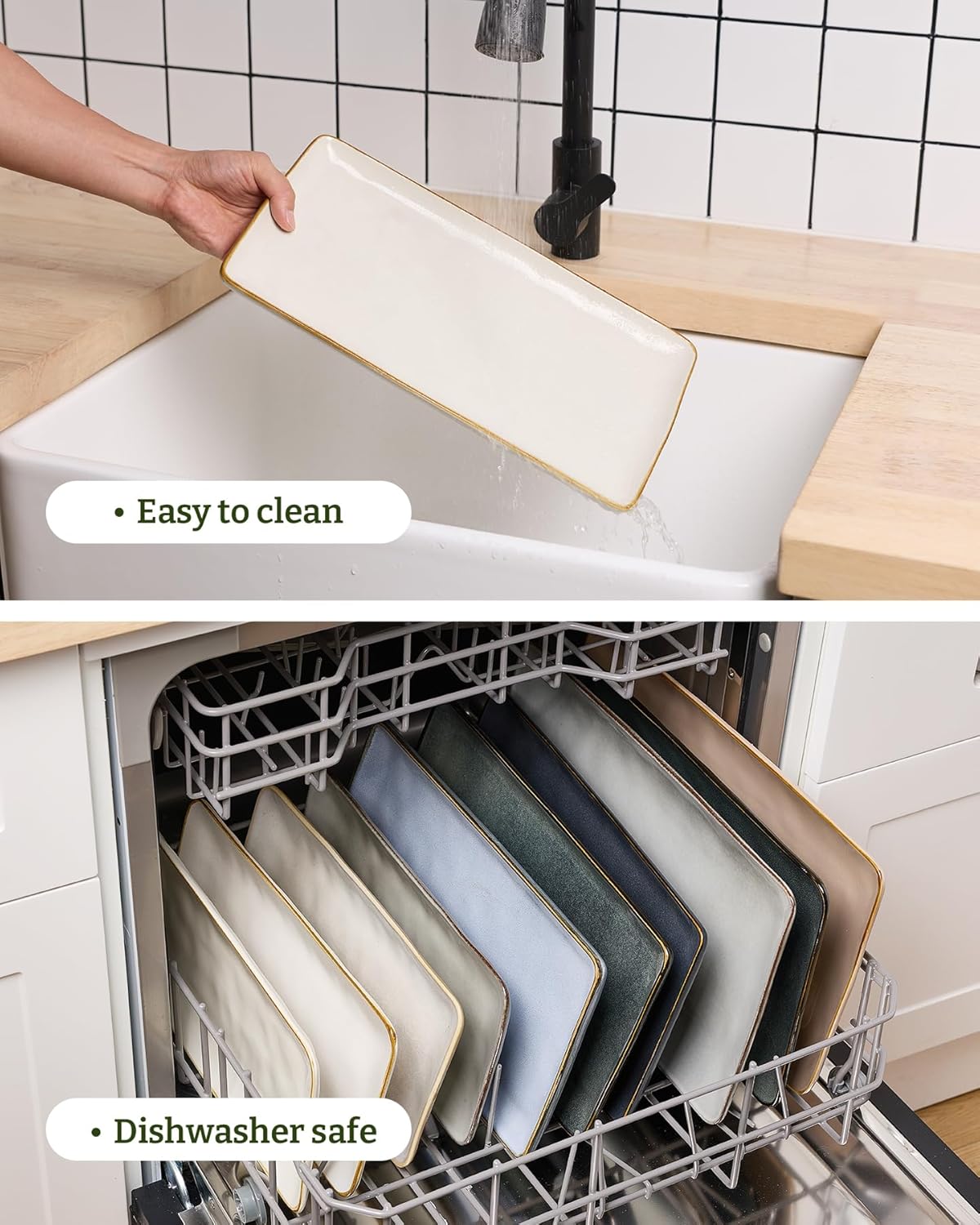 ONE of ONE Ocean Rectangle Serving Platter Set of 3 - Vanilla White