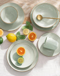One of One Jupiter Stoneware Dinnerware Set of 18 - Light Green
