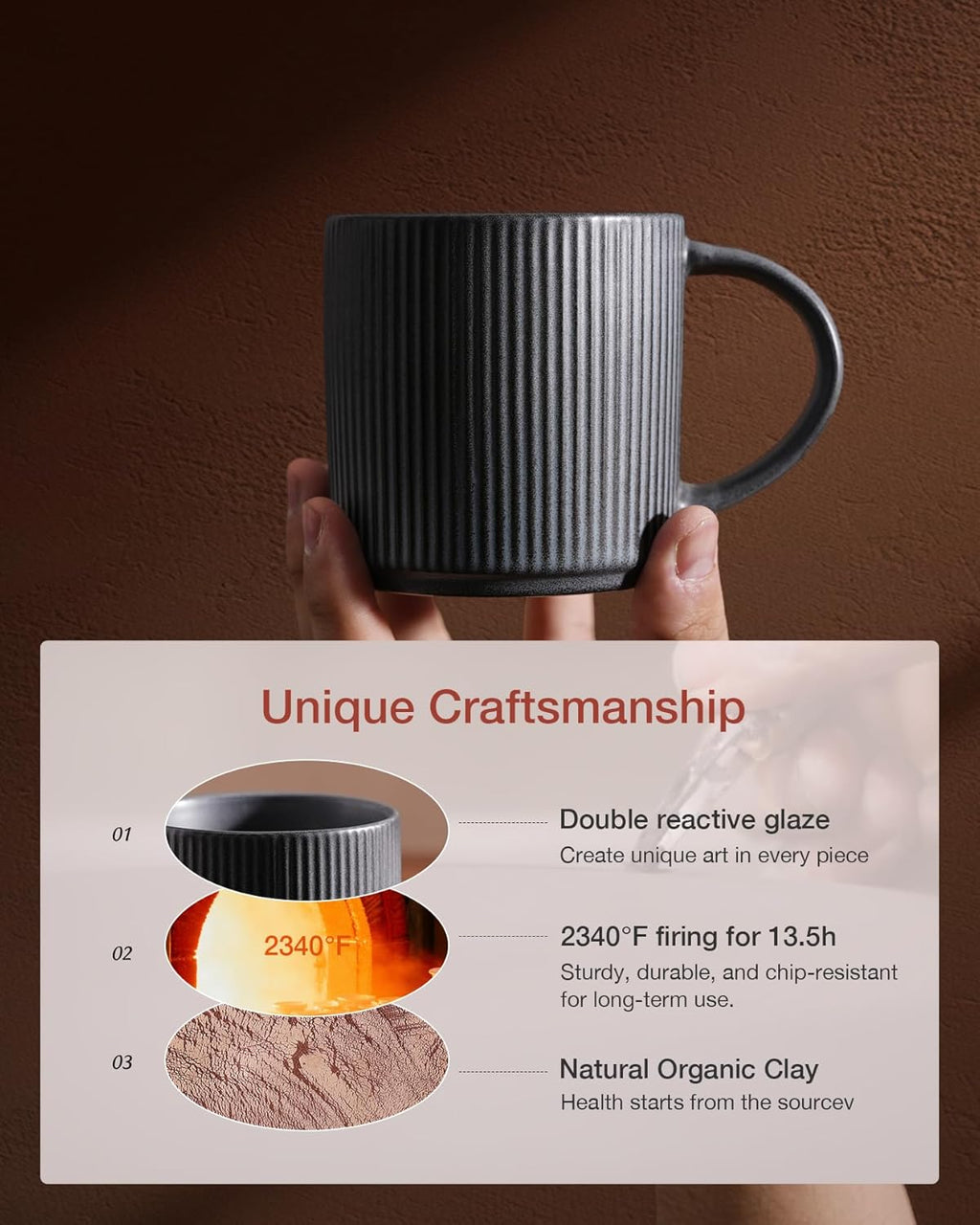 ONE of ONE Star Coffee Mug Cup Set of 4 - Matte Dark Charcoal