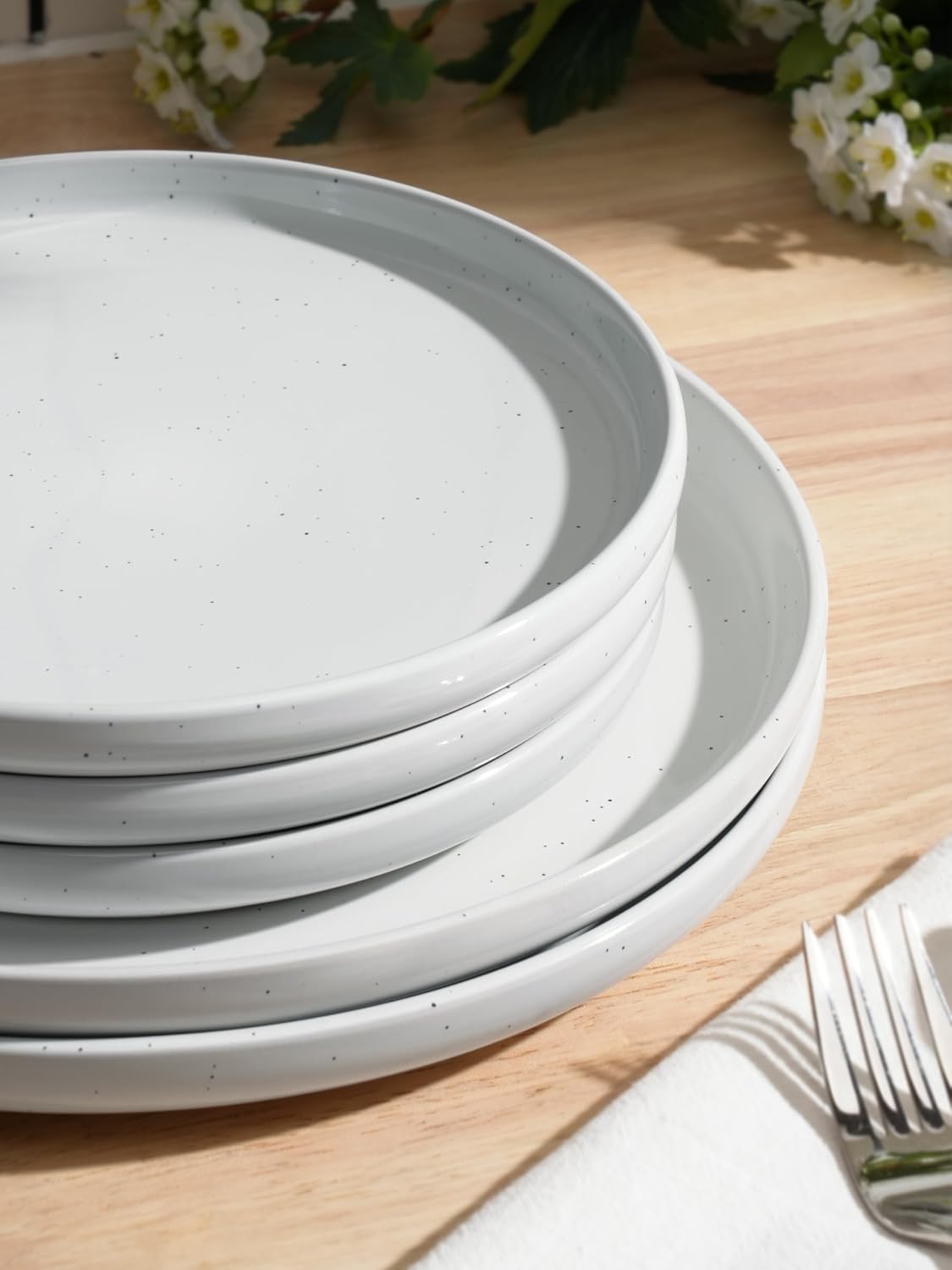 One of One Dawn Stoneware Dinnerware Set of 12 - White