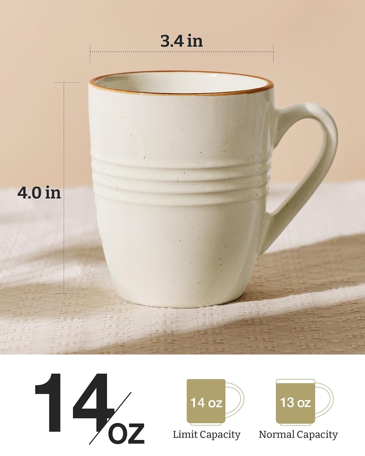 ONE of ONE Jupiter Coffee Mug Set of 4 - Vanilla White