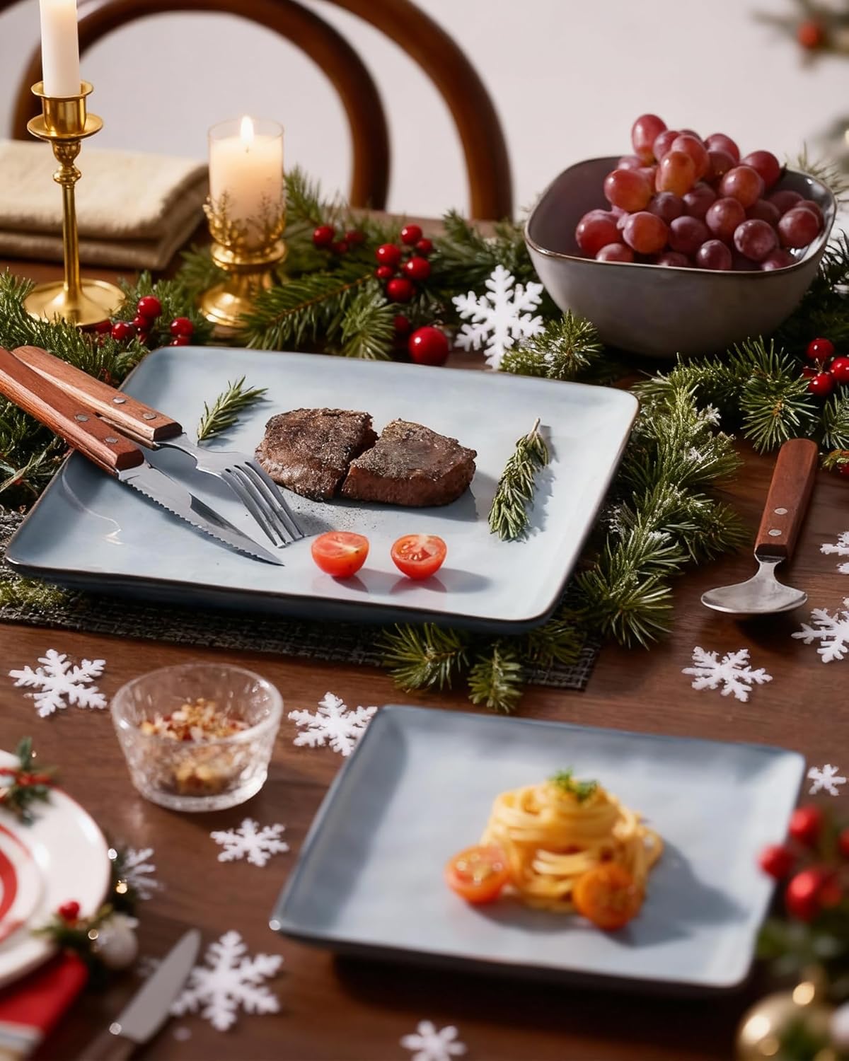 ONE of ONE Ocean Square Stoneware Dinnerware Set of 12 - Grey