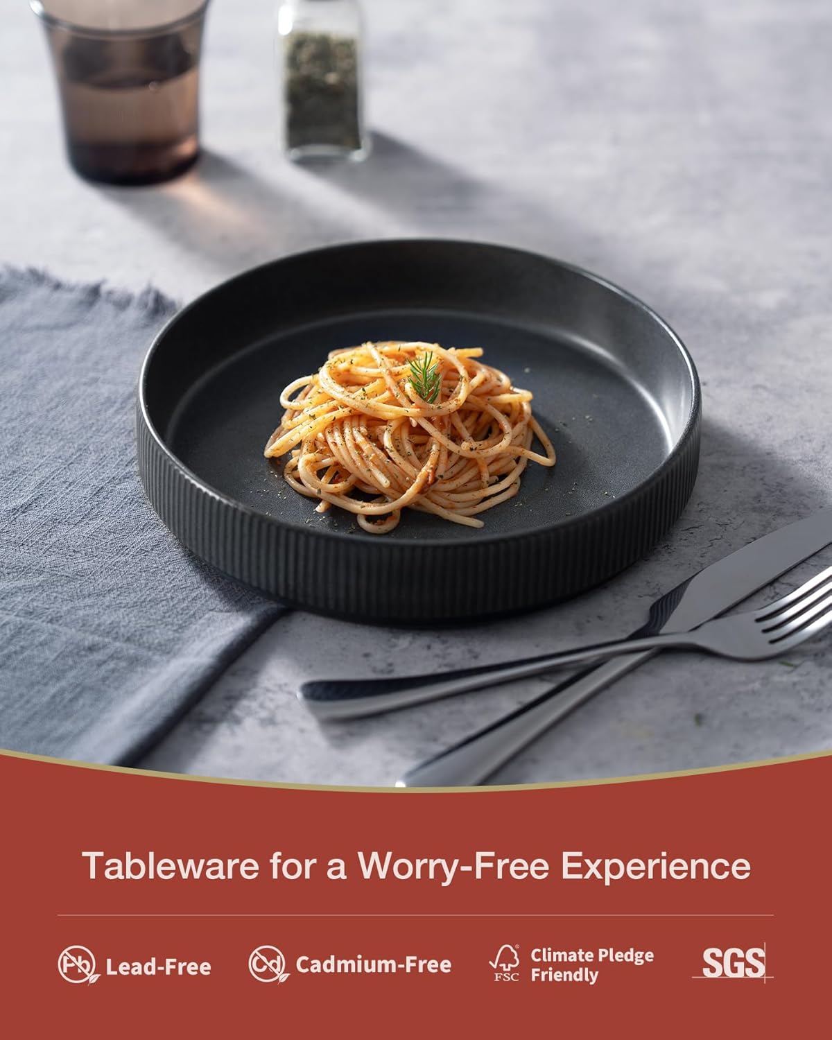 ONE of ONE 7.5" Star Pasta Bowl Set of 4 - Matte Dark Charcoal