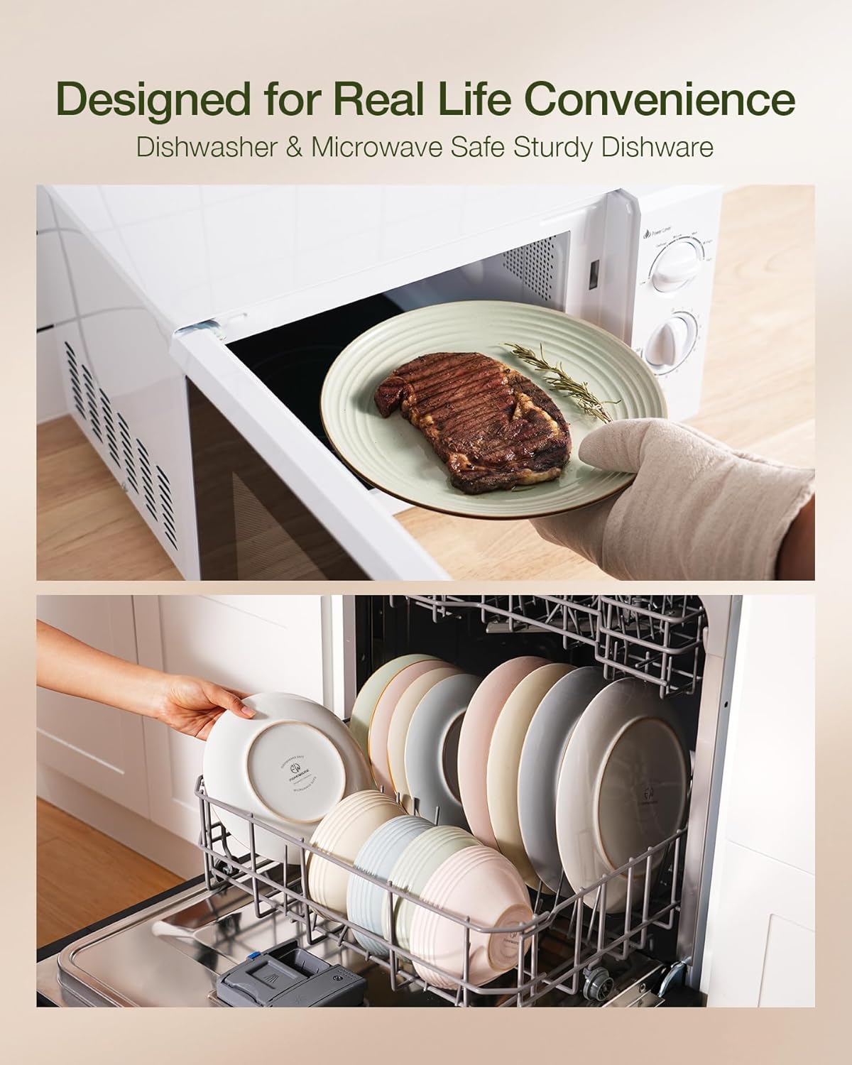 ONE of ONE Jupiter Stoneware Dinnerware Set of 12 - Light Green