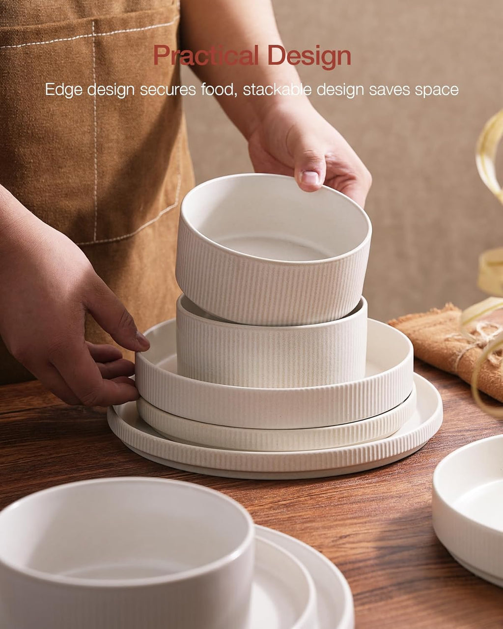 ONE of ONE Star Stoneware Dinnerware Set of 12 - Matte White