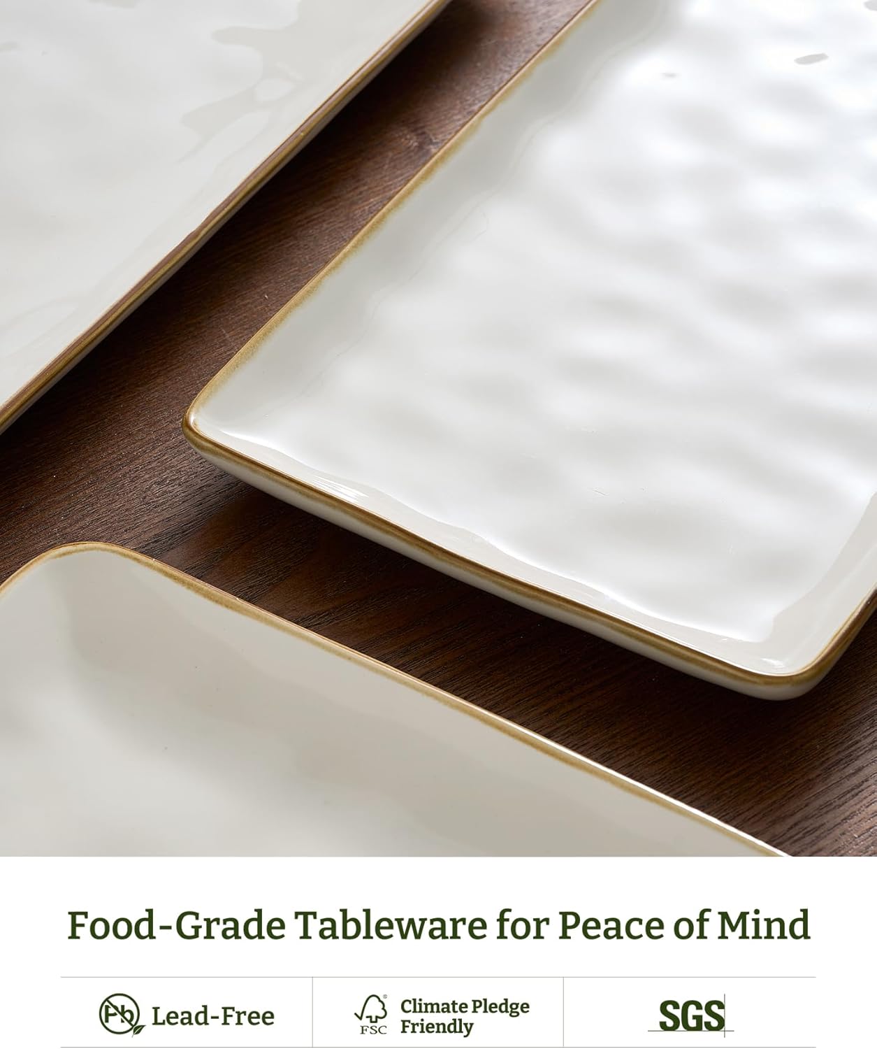 ONE of ONE Ocean Rectangle Serving Platter Set of 3 - Vanilla White