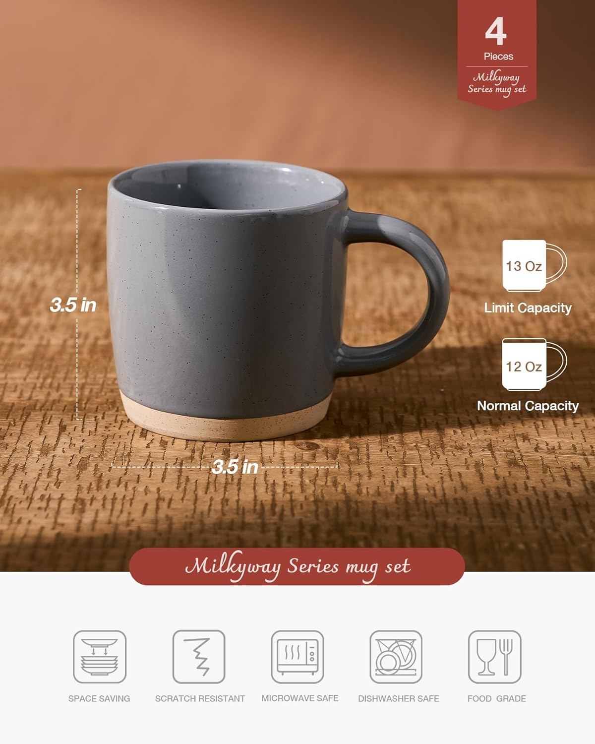 ONE of ONE Milkyway Coffee Mug Set of 4 - Dark Grey