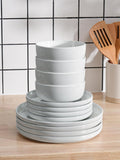 One of One Dawn Stoneware Dinnerware Set of 12 - White