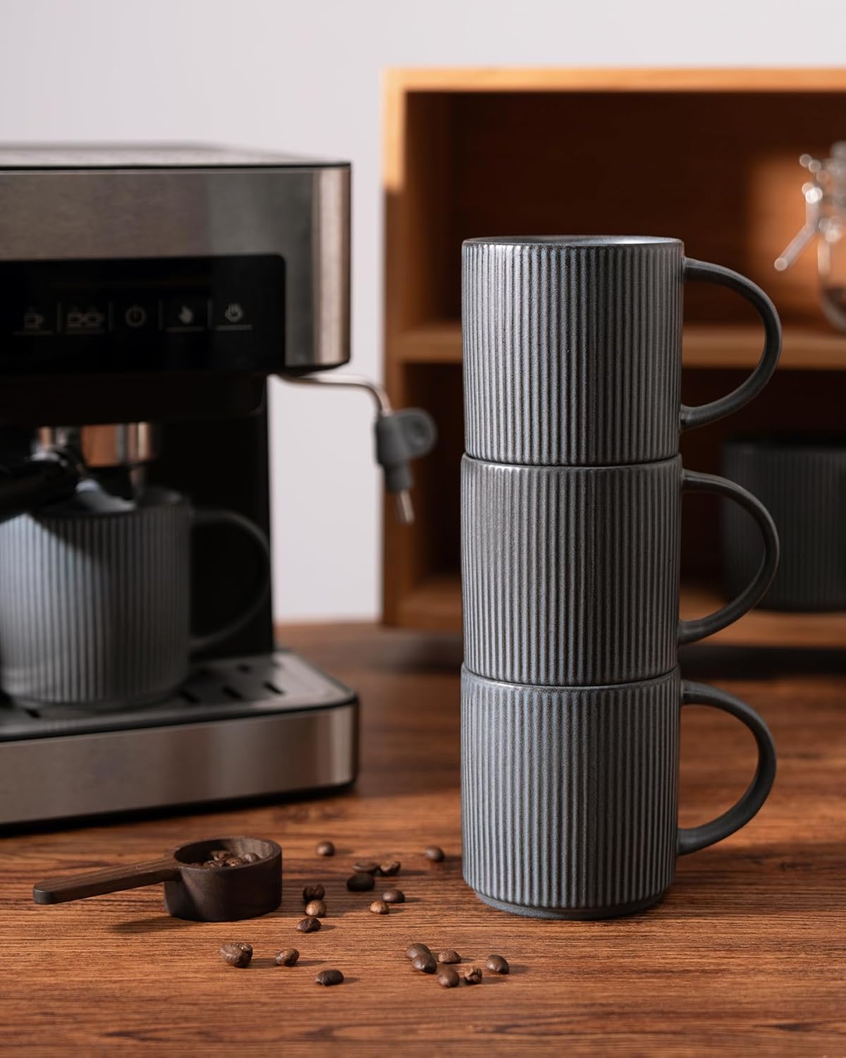 ONE of ONE Star Coffee Mug Cup Set of 4 - Matte Dark Charcoal