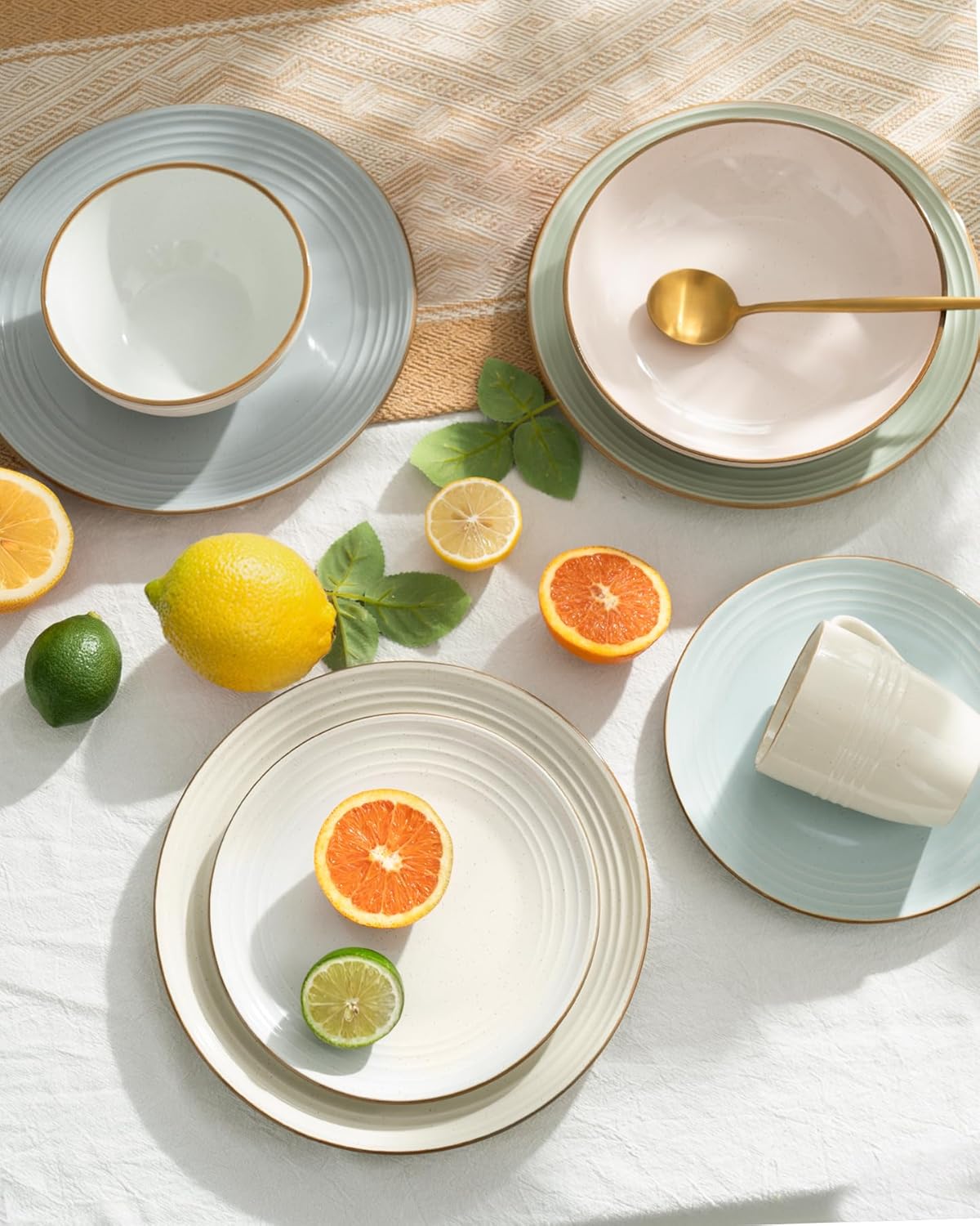 One of One Jupiter Stoneware Dinnerware Set of 24 - Multi Color