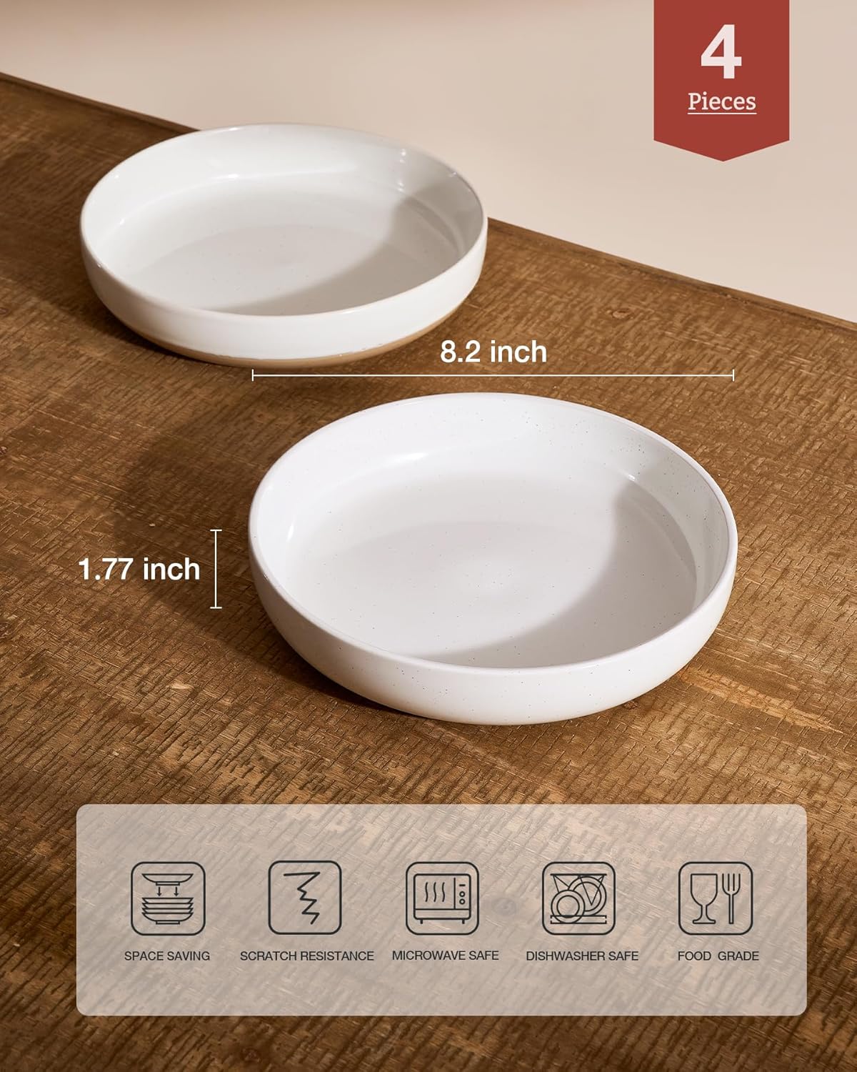 One of ONE 8.25" Milkway Pasta Bowl Set of 4 - White