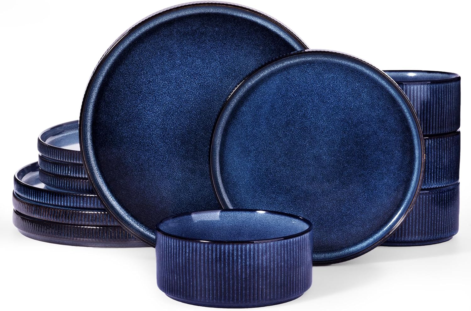 ONE of ONE Star Stoneware Dinnerware Set of 12 - Nebula Blue