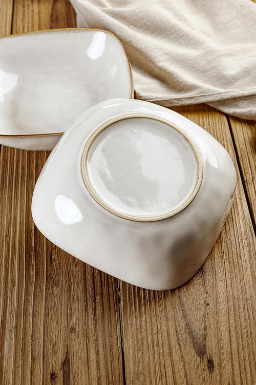 ONE of ONE 8" Ocean Square Pasta Bowl Set of 4 - Cappuccino White