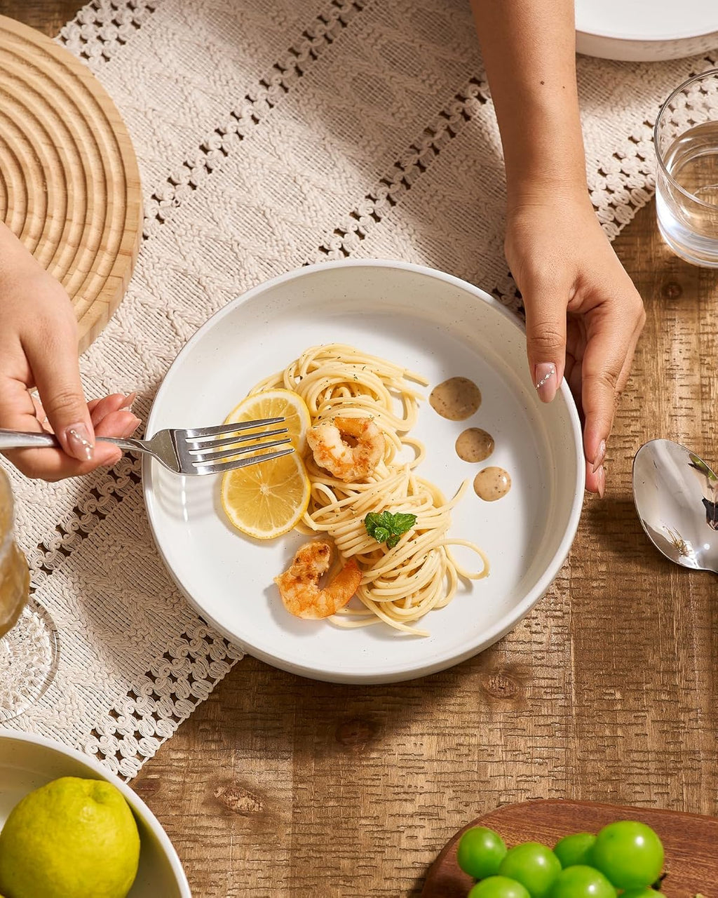 One of ONE 8.25" Milkway Pasta Bowl Set of 4 - White