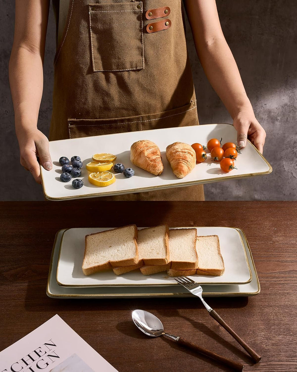 ONE of ONE Ocean Rectangle Serving Platter Set of 3 - Vanilla White