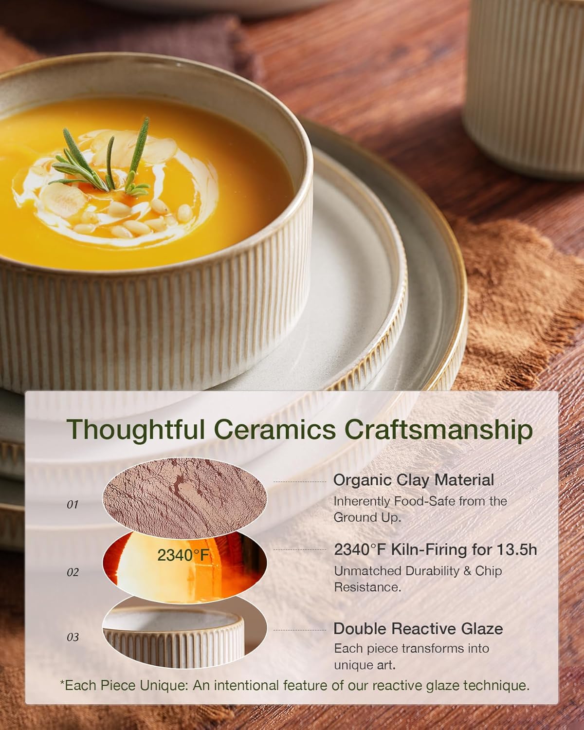 ONE of ONE Star Stoneware Dinnerware Set of 12 - Cappuccino White