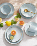 ONE of ONE Jupiter Stoneware Dinnerware Set of 12 - Light Blue