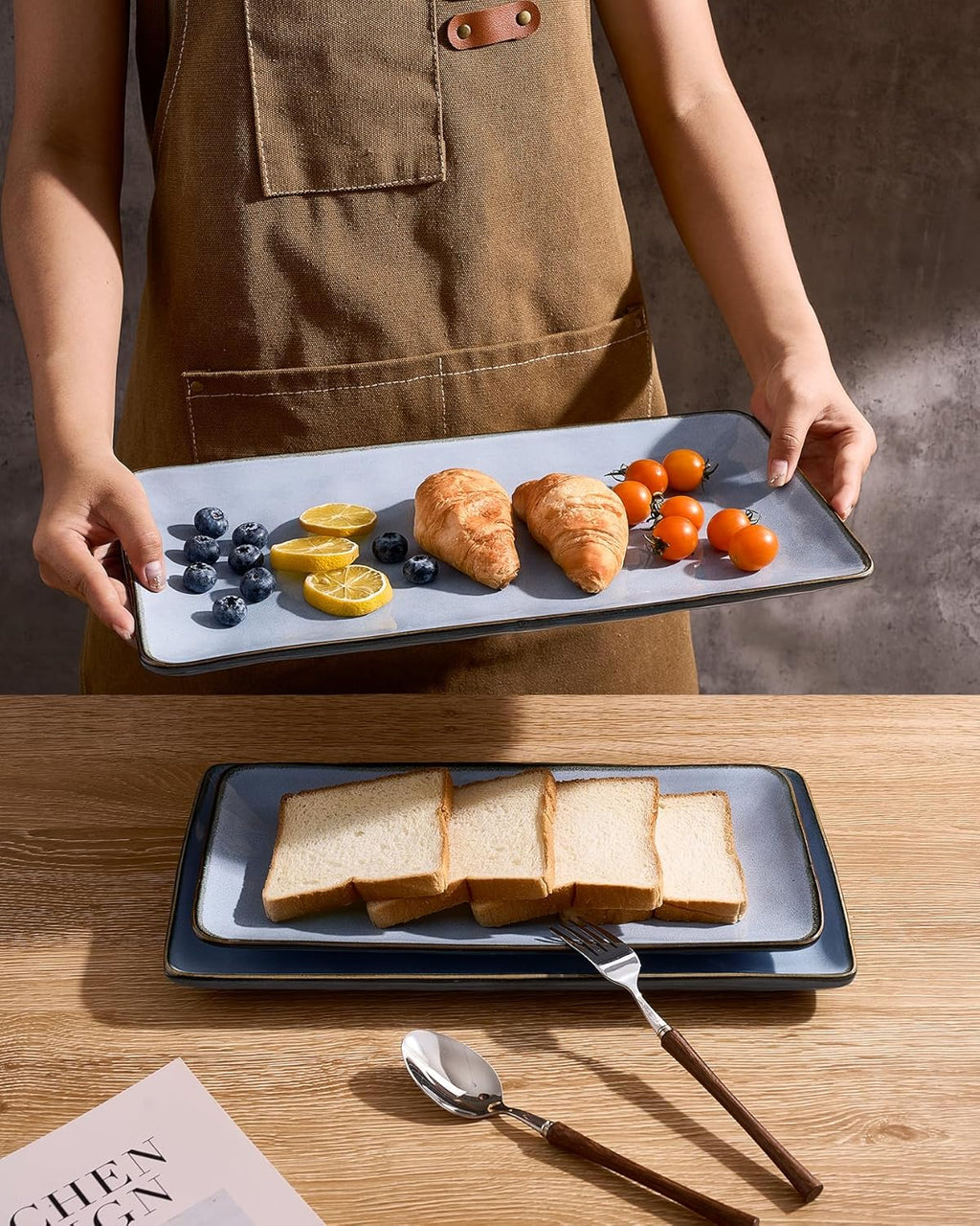 ONE of ONE Ocean Rectangle Serving Platter Set of 3 - Blue