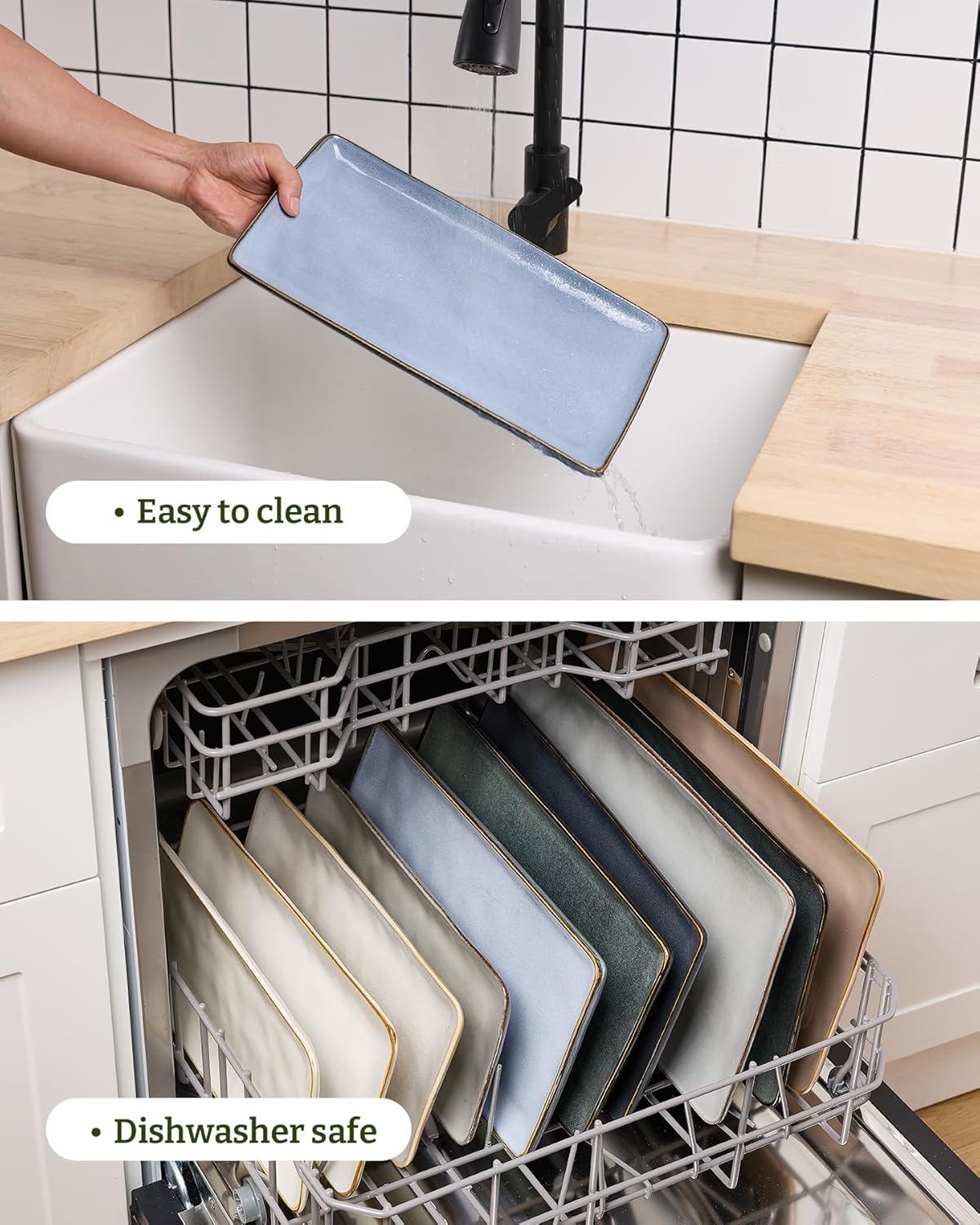 ONE of ONE Ocean Rectangle Serving Platter Set of 3 - Blue