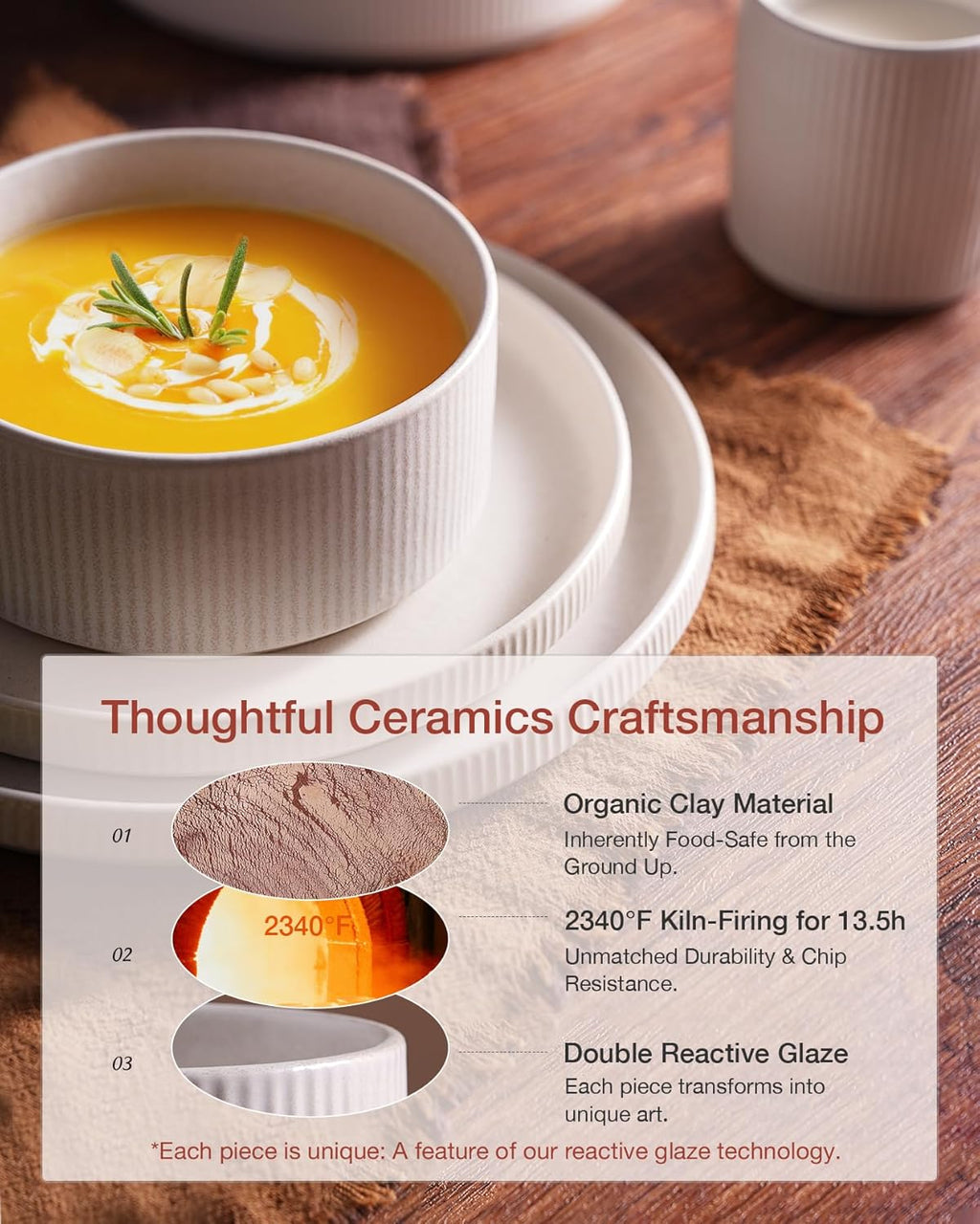 ONE of ONE Star Stoneware Dinnerware Set of 12 - Matte White