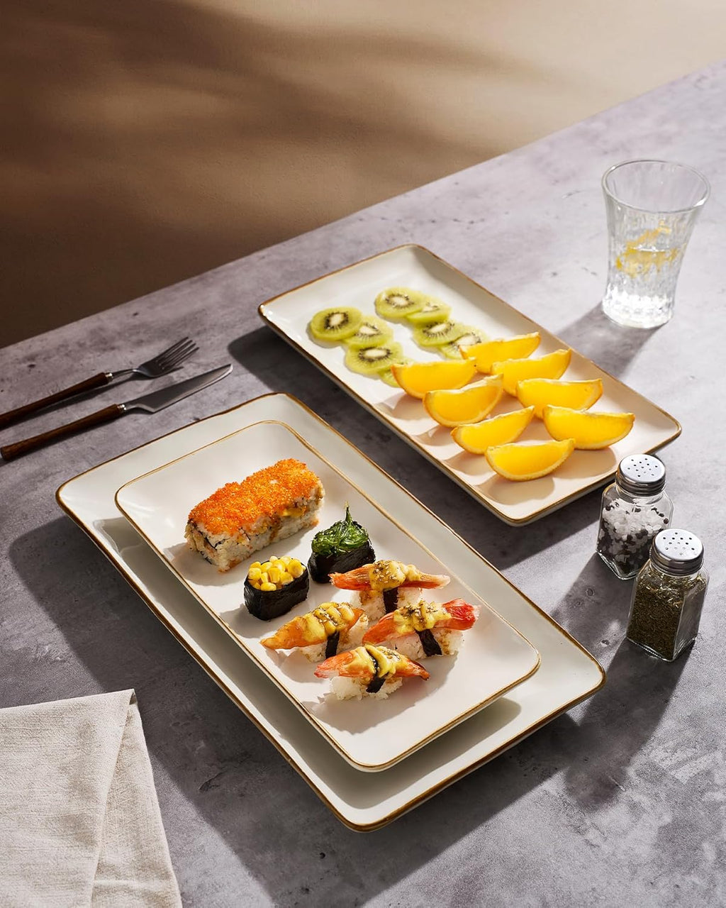 ONE of ONE Ocean Rectangle Serving Platter Set of 3 - Vanilla White